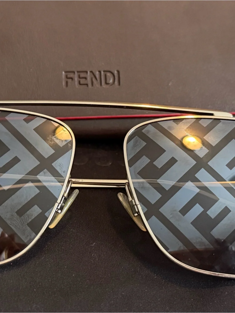 Fendi Silver Sunglasses with Patterned Smoke Lenses